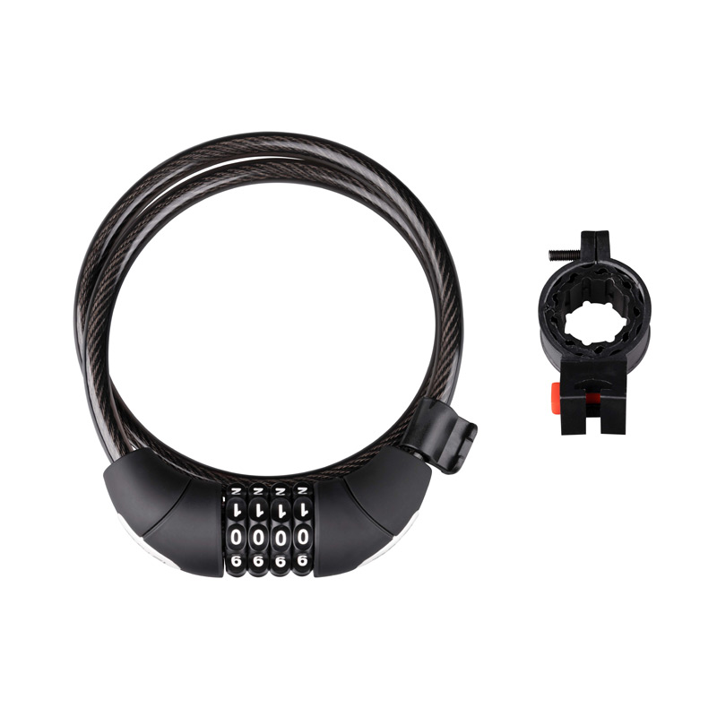 Замок lock F LUX spiral code with holder 85cm/10mm Black