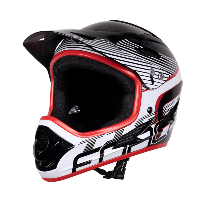 Шлем велосипедный FORCE TIGER downhill black/red/white