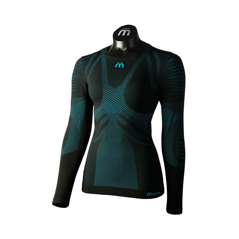 Термобелье женское верх   Mico WLS Round Neck Shirt Extra Dry Nero Turchese