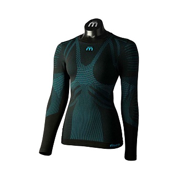 Термобелье женское верх   Mico WLS Round Neck Shirt Extra Dry Nero Turchese